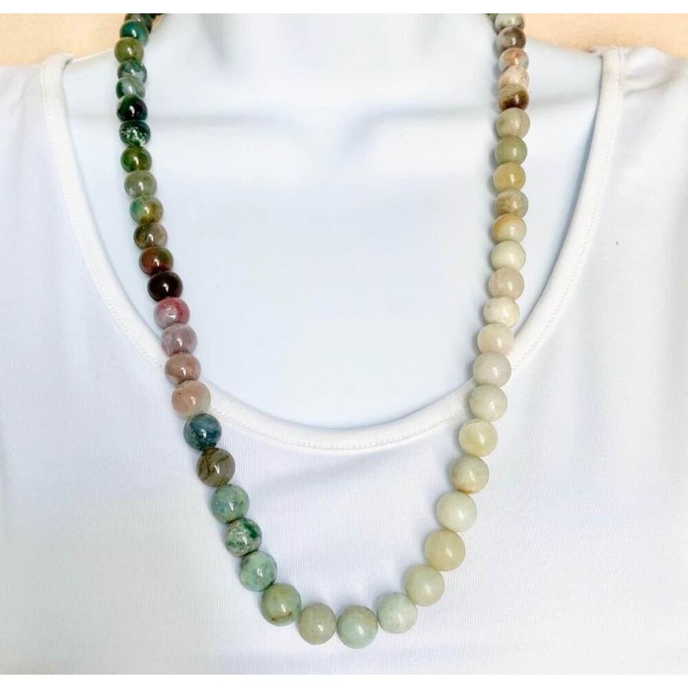 Moss Agate Ombré Beaded Necklace - Picture 1 of 5